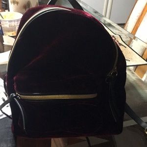 Mini red velvet backpack